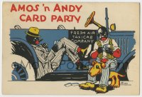 4s055 AMOS 'n' ANDY 5x8 party game card 1930 great art of the famous comedy team playing card game!