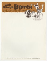 4s288 BAMBI 9x11 letterhead R1975 Disney cartoon deer classic, great art with Thumper & Flower!