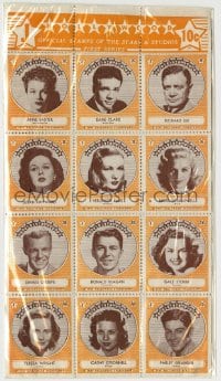 4s062 HOLLYWOOD STAR STAMPS 4x8 stamp sheet 1947 Veronica Lake, Ronald Reagan & 10 more!