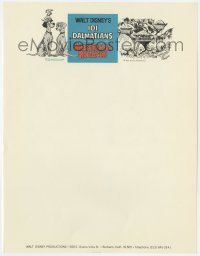 4s301 ONE HUNDRED & ONE DALMATIANS/SWISS FAMILY ROBINSON 9x11 letterhead 1960s Walt Disney!