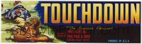 4s127 TOUCHDOWN 4x13 crate label 1970s choicest grapes from Fresno, California, football art!