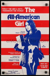4s545 ALL AMERICAN GIRL pressbook 1972 Peggy Church, patriotic art of sexy woman by Adrian!