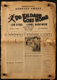 4s650 DR. KILDARE GOES HOME pressbook 1940 artwork of medical Lew Ayres, Lionel Barrymore, Laraine Day!