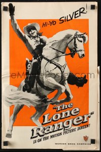 4s779 LONE RANGER pressbook 1956 cool art of Clayton Moore & Silver leaping out of the poster!