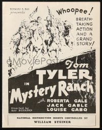 4s818 MYSTERY RANCH pressbook 1934 western cowboy Tom Tyler, pretty Roberta Gale!