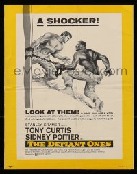 4s410 DEFIANT ONES promo brochure 1958 escaped cons Tony Curtis & Sidney Poitier chained together!