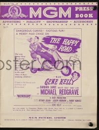 4s350 HAPPY ROAD English pressbook 1957 art of Gene Kelly & Barbara Laage riding on Vespa, rare!