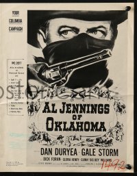 4s543 AL JENNINGS OF OKLAHOMA pressbook R1957 real & violent story of last of the great outlaws!