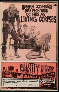 4s580 BLOOD OF GHASTLY HORROR pressbook 1972 John Carradine, wild horror artwork by Gray Morrow!