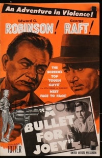 4s592 BULLET FOR JOEY pressbook 1955 George Raft & Edward G. Robinson pointing guns at each other!