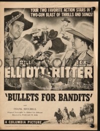 4s593 BULLETS FOR BANDITS pressbook 1942 two favorite action stars Wild Bill Elliott & Tex Ritter!