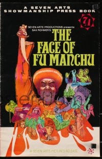 4s663 FACE OF FU MANCHU pressbook 1965 art of Asian villain Christopher Lee by Mitchell Hooks!
