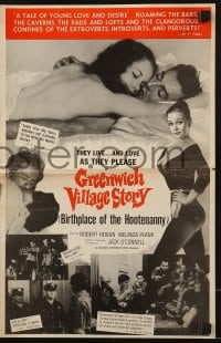 4s704 GREENWICH VILLAGE STORY pressbook 1963 marijuana parties, birthplace of the hootenanny!