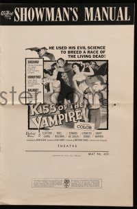 4s761 KISS OF THE VAMPIRE pressbook 1964 Hammer horror, different images & artwork!
