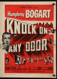 4s763 KNOCK ON ANY DOOR pressbook 1949 Humphrey Bogart, John Derek, directed by Nicholas Ray!