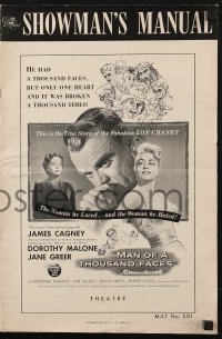 4s789 MAN OF A THOUSAND FACES pressbook 1957 art of James Cagney as Lon Chaney Sr. by Reynold Brown!