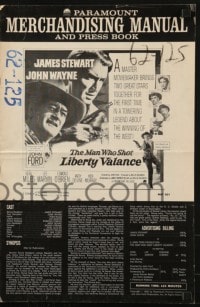 4s791 MAN WHO SHOT LIBERTY VALANCE pressbook 1962 John Wayne & James Stewart together, John Ford