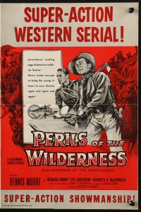 4s854 PERILS OF THE WILDERNESS pressbook 1955 Canadian Mounted Police super-action western serial!