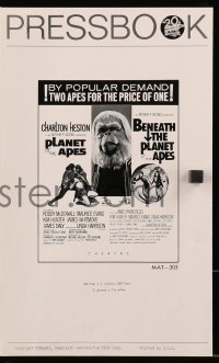 4s865 PLANET OF THE APES/BENEATH THE PLANET OF THE APES pressbook 1971 2 apes for the price of 1!