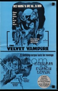 4s906 SCREAM OF THE DEMON LOVER/VELVET VAMPIRE pressbook 1970s waiting to love you to death!