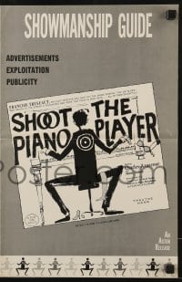 4s913 SHOOT THE PIANO PLAYER pressbook 1962 Francois Truffaut's Tirez sur le pianiste, cool art!