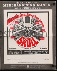 4s920 SKULL pressbook 1965 Peter Cushing, Christopher Lee, cool horror artwork of creepy skull!