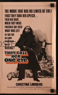 4s949 THEY CALL HER ONE EYE pressbook 1974 wild cult classic, Christina Lindberg in the title role!