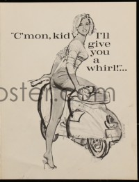 4s441 JESSICA promo brochure 1962 sexy Mitchell Hooks art of Angie Dickinson climbing on moped!