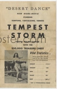4s513 TEMPEST STORM promo brochure 1950s Desert Dance, exotic dancer w/the $50,000 Treasure Chest!