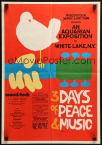 4s527 WOODSTOCK promo brochure 1970 contains 15x21 full-color concert poster, ultra rare!