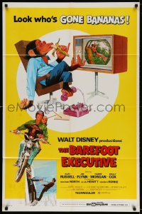 4t075 BAREFOOT EXECUTIVE 1sh 1971 Disney, art of Kurt Russell & wacky chimp gone bananas!