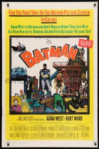 4t081 BATMAN 1sh 1966 Adam West & Burt Ward w/ villains Meriwether, Romero, Meredith & Gorshin!