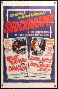 4t115 BILLY THE KID VS. DRACULA/JESSE JAMES MEETS FRANKENSTEIN'S DAUGHTER 1sh 1965 western horror!