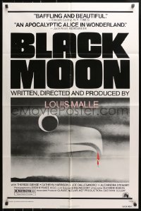 4t118 BLACK MOON 1sh 1975 Louis Malle, Therese Giehse, cool surreal artwork!