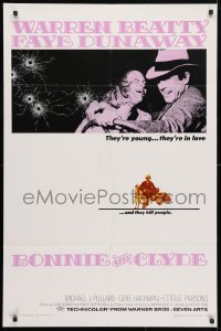 4t130 BONNIE & CLYDE 1sh 1967 notorious crime duo Warren Beatty & Faye Dunaway, Arthur Penn!