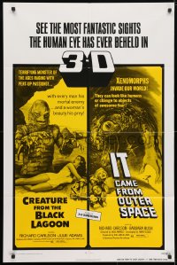 4t198 CREATURE FROM THE BLACK LAGOON/IT CAME FROM OUTER SPACE 1sh 1972 horror double-bill!