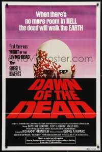 4t215 DAWN OF THE DEAD 1sh 1979 George Romero, no more room in HELL for the dead, red title design