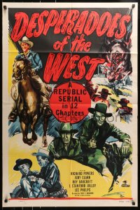 4t230 DESPERADOES OF THE WEST 1sh 1950 cool action-packed cowboy western serial artwork!