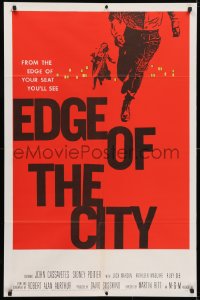 4t262 EDGE OF THE CITY 1sh 1956 unusual Saul Bass art with man running out of the frame!