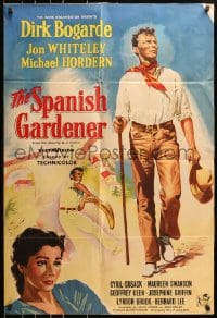 4t797 SPANISH GARDENER English 1sh 1956 Dirk Bogarde & sexy Maureen Swanson, cool jai alai artwork!