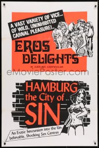 4t269 EROS DELIGHTS/HAMBURG THE CITY OF SIN 1sh 1970s uninhibited pleasure in sizzling eroticolor!