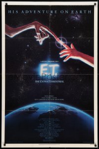 4t258 E.T. THE EXTRA TERRESTRIAL studio style 1sh 1982 Drew Barrymore, Steven Spielberg, Alvin art!