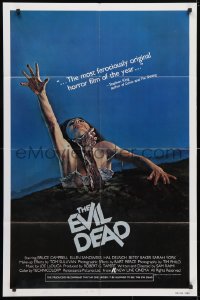 4t274 EVIL DEAD 1sh 1983 Sam Raimi, best horror art of girl grabbed by zombie!