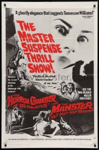 4t278 EYES WITHOUT A FACE/MANSTER 1sh 1962 horror double-bill, master suspense thrill show!