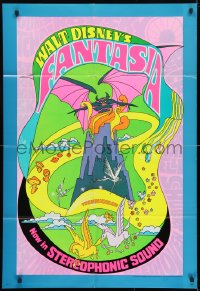 4t281 FANTASIA 1sh R1970 Disney classic musical, great psychedelic fantasy artwork!
