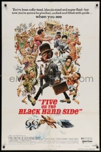 4t294 FIVE ON THE BLACK HAND SIDE 1sh 1973 great Jack Davis artwork of entire cast!