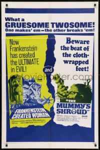 4t305 FRANKENSTEIN CREATED WOMAN/MUMMY'S SHROUD 1sh 1967 Hammer horror double bill!
