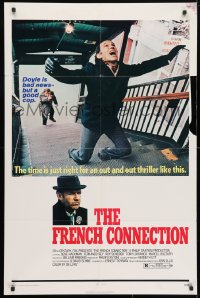 4t307 FRENCH CONNECTION 1sh 1971 Gene Hackman in movie chase, directed by William Friedkin!