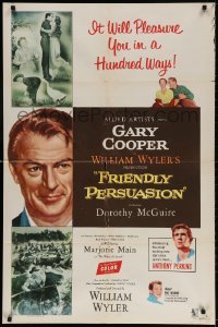 4t313 FRIENDLY PERSUASION 1sh 1956 Gary Cooper will pleasure you in a hundred ways!