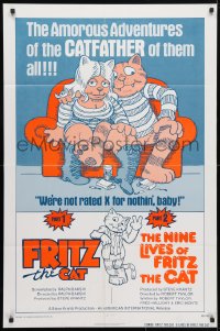 4t314 FRITZ THE CAT/NINE LIVES OF FRITZ THE CAT 1sh 1975 the amorous adventures of the CATFATHER!